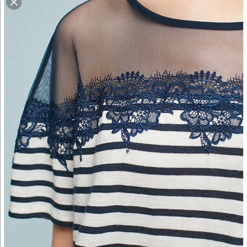 Anthropologie Blue Tassel Vinlka Linen Top